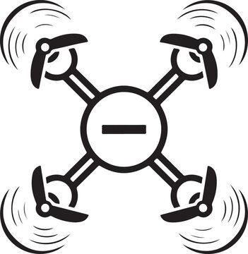 Drone flying with spinning propellers four rotors quadcopter modern aerial vehicle for photography surveillance and delivery services