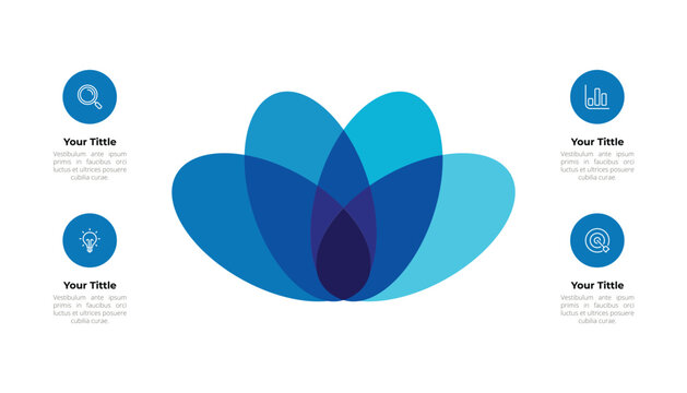 Blue Overlapping Oval Venn Diagram Infographic With 4 Step and  Icons