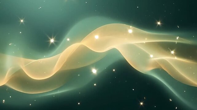 Binaural beats solfeggio frequencies emerald light flow abstract energy wave meditation sound vibration visual harmony for calm mind
