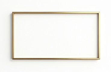 Fototapeta premium Thin gold rectangular picture frame isolated on clean white background. Minimalist empty border for art or photo display. Simple elegant design element for various graphic needs.