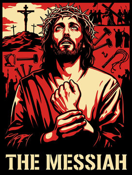 Powerful illustration of Jesus Christ, the Messiah, wearing a crown of thorns
