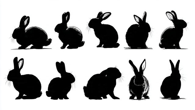 black silhouettes of rabbits