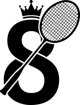 Vector tennis racket and crown on letter S icon