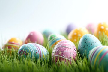 Naklejka premium Colorful Easter Eggs in Green Grass