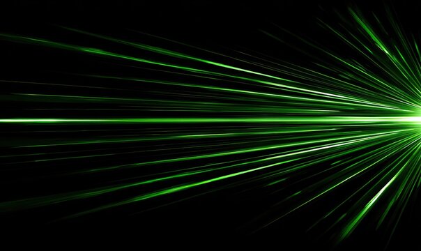 Green light burst emanating from a point, with streaking beams against black