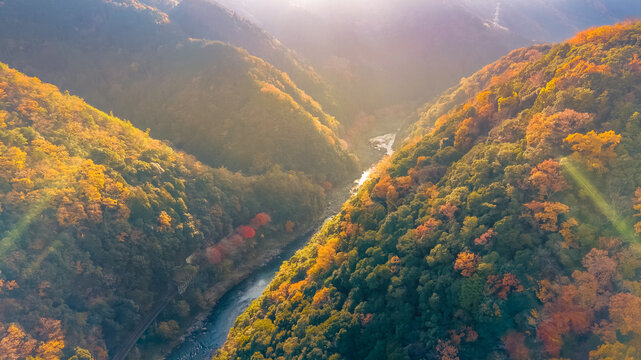 NOV 28 2025 Scenic Hozu River in Kyoto Japan Arashiyama