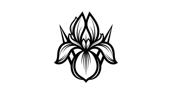 Stylized black and white flower emblem with trident elements