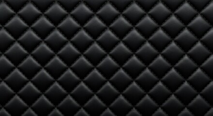 Fototapeta premium Seamless Black Diamond Quilted Upholstery Texture Background.