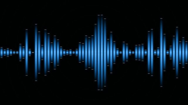 Blue Sound Wave Motion Graphic Representing Audio Frequency and Amplitude
