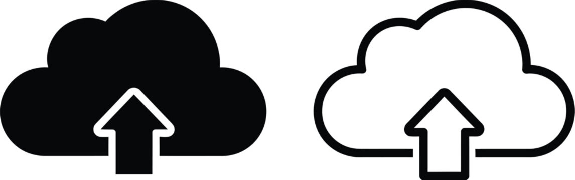 Cloud upload icons isolated on transparent background, Vector