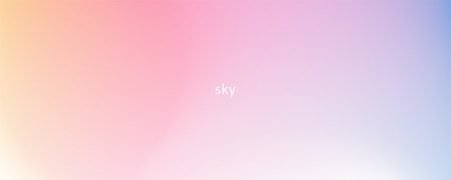 Abstract clear blue sky. Pastel rainbow. Light blue, pink and yellow color vector banner. Pastel gradient sky pattern. Blurred light fuzz colorful gradient background. Vector soft horizontal backdrop