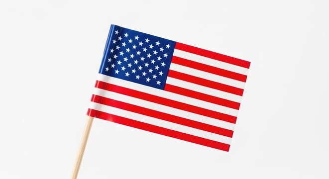 American flag waving on a stick