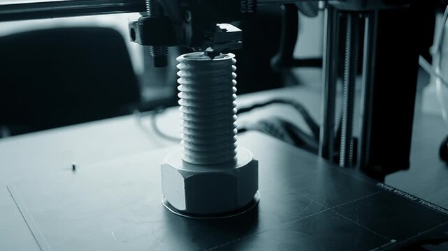 3D printer. 3D printer printing object close-up. 3D printer printing model blue color. Working 3D printer. Concept printing technology. New modern additive progressive technology. FDM technologies