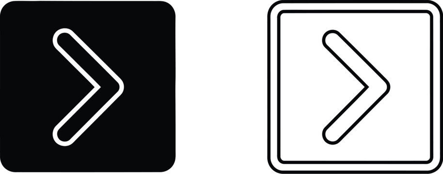 Black and white arrow buttons for navigation isolated on transparent background, Vector