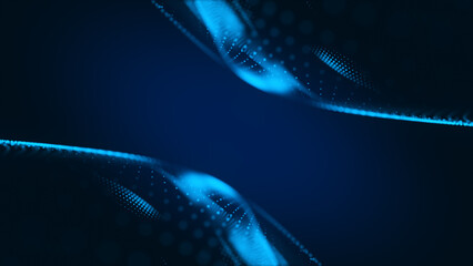 Abstract cyan blue technology background. Background 3d grid. Cyber technology Tech network futuristic wireframe © terai