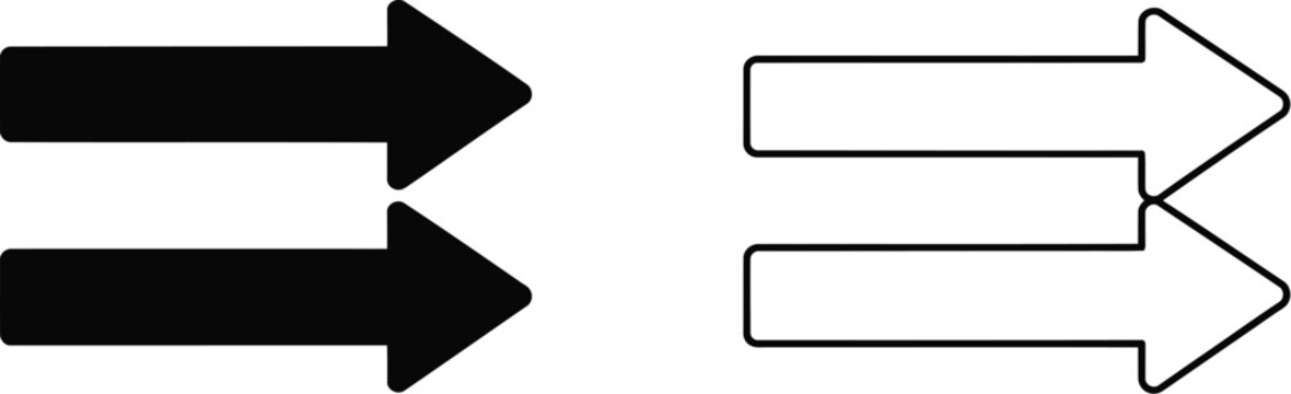 Double arrow signs direction isolated on transparent background, Vector