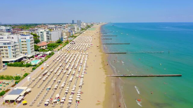 Italy, Jesolo. Lido di Jesolo, or Jesolo Lido, is the beach area of the city of Jesolo in the province of Venice. Drone footage