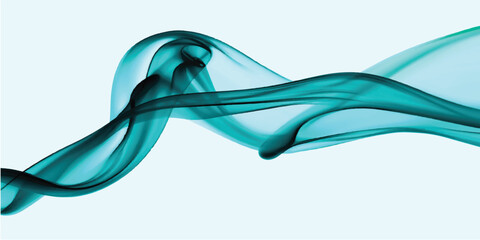 Naklejka premium An abstract wave of smooth blue smoke flows in a soft swirling pattern, creating an artistic light design with curved lines on a white background