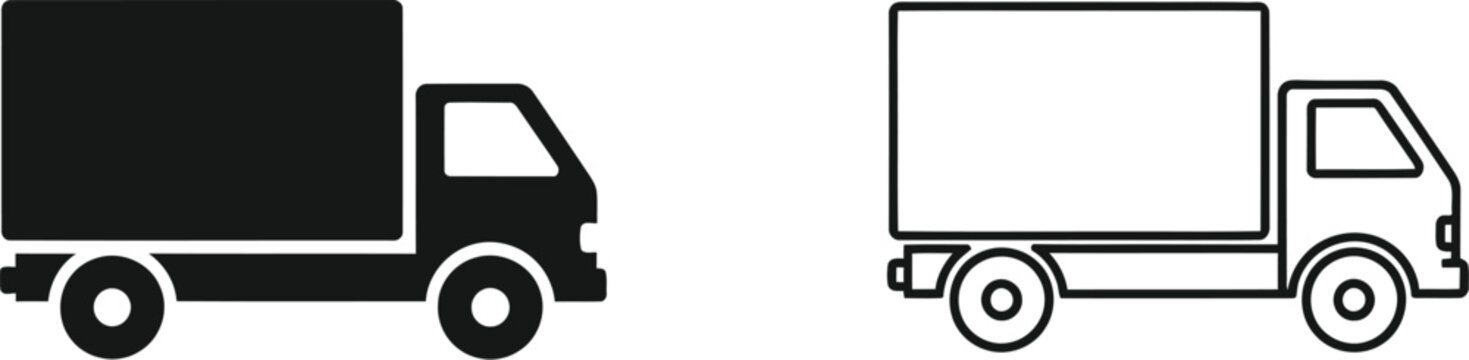 Trucks delivery transportation vehicles isolated on transparent background, Vector