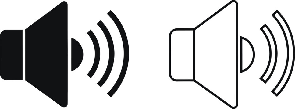 Sound waves speaker icons isolated on transparent background, Vector