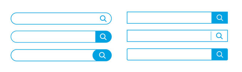 Obraz premium ブルー検索バーUIセット（Web・アプリ用検索フォームデザイン素材）