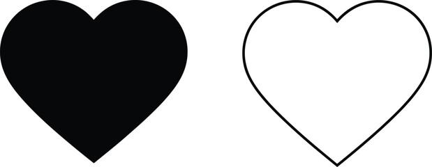 Obraz premium Black and white hearts, heart shapes, love symbols isolated on transparent background, Vector