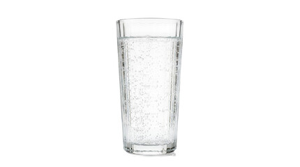 Refreshing glass of sparkling mineral water with bubbles, isolated on clean white background, promoting hydration and healthy drinks, cold drink © AsmArif
