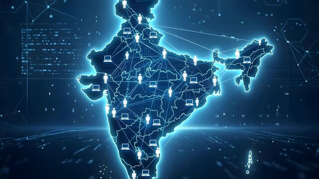 Digital Connectivity Map Of India With Globe Network Connections And Data Transfer Lines Illustrating Global Reach And Technology Integration In A