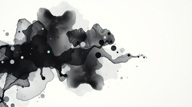 Abstract grey design with fluid movement, resembling ink dispersed in water,