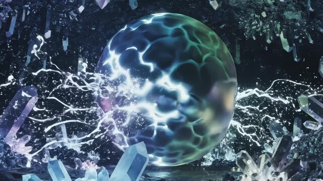 Pulsating Sphere Channels Electric Energy Through Crystals