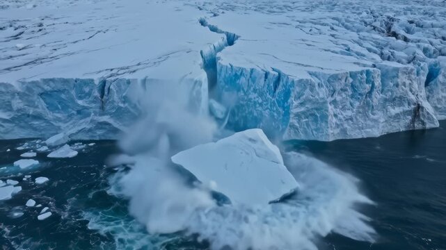 Massive Glacier Calving Sends Iceberg Tumbling Into Sea