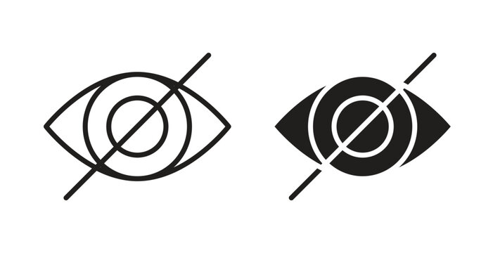 Blindness icon line style collection. Simple black solid icons