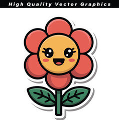 Obraz premium Cheerful red flower sticker design features large, happy cartoon eyes and a bright smiling face, perfect for cute decorative elements.