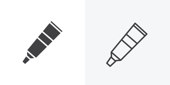 Toothpaste tube icon vector sign symbol isolated on white. Stroke and clipart style