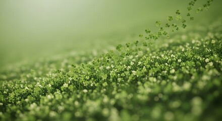 Fototapeta premium A serene and vibrant green landscape with lush foliage and soft lighting