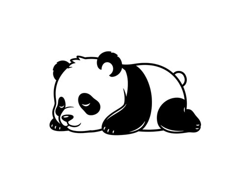 A charming illustration of a sleeping panda bear in a serene setting.