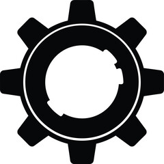 Fototapeta premium Solid silhouette vector of industrial gear wheel icon, mechanical engineering cogwheel symbol for technical settings and maintenance, isolated