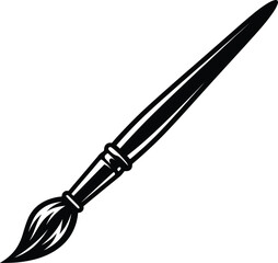 Fototapeta premium Solid silhouette vector paint brush icon for artistic creativity, fine art painting, hobby craft, educational tool, professional designer instrument, creative workshop.