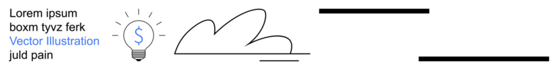 Innovation, creativity, brainstorming, design concepts, minimalist artwork, abstract visuals. A lightbulb icon, scribbles and placeholder text. Innovation and creativity concept © robu_s