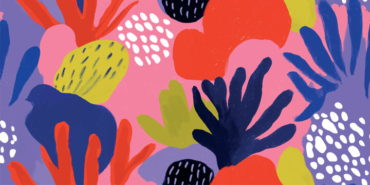 Textured abstract coral and seaweed seamless pattern with bold organic shapes for coastal home decor, textiles, and branding.