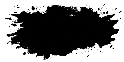 A striking black paint splatter, a visual statement. Expressive art with ink effects, an artistic backdrop of a grungy stain, evoking feelings of aggression and grunge. © PS  GALLERY 