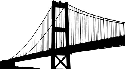 Fototapeta premium Vector illustration of a suspension bridge silhouette
