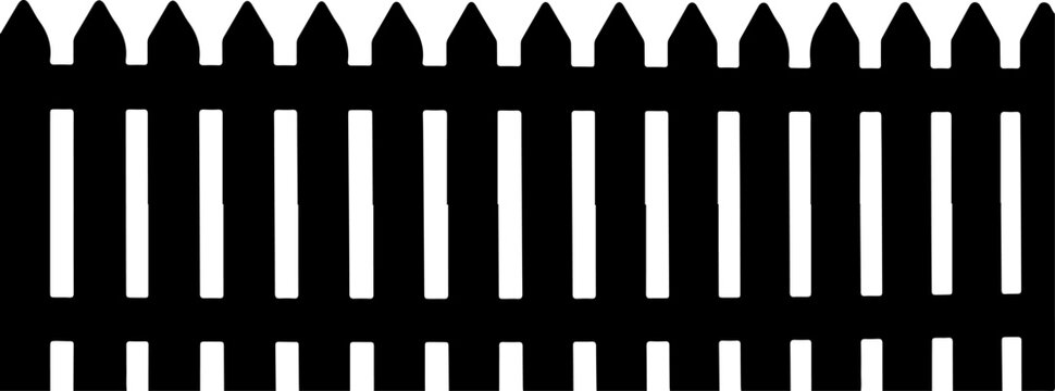 Vector black picket fence border illustration