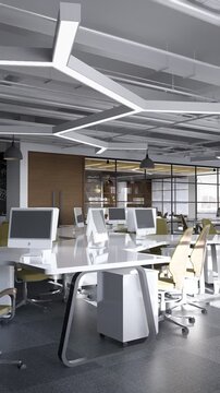 3D render vertical animation modern-style office