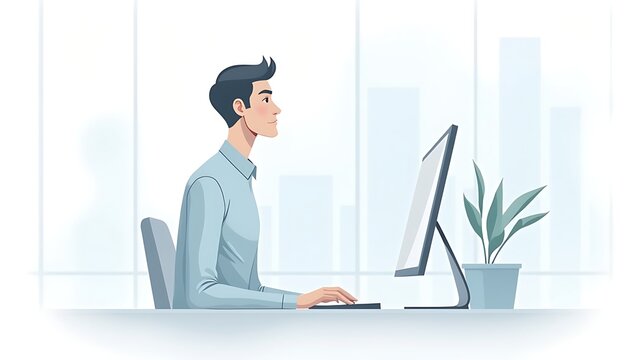 Illustration of a person fading or transparent while working, symbolizing being unnoticed or undervalued, clean modern conceptual style
