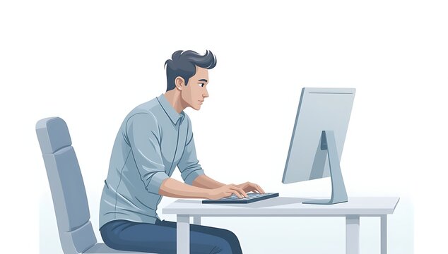 Illustration of a person fading or transparent while working, symbolizing being unnoticed or undervalued, clean modern conceptual style
