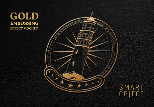 Gold Embossing Image Effect Mockup