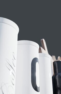 3D render vertical animation modern kitchen
