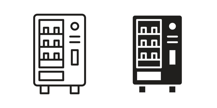 Vending machine icon, line pictogram on white.
