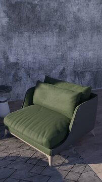 3D render vertical animation of a living room